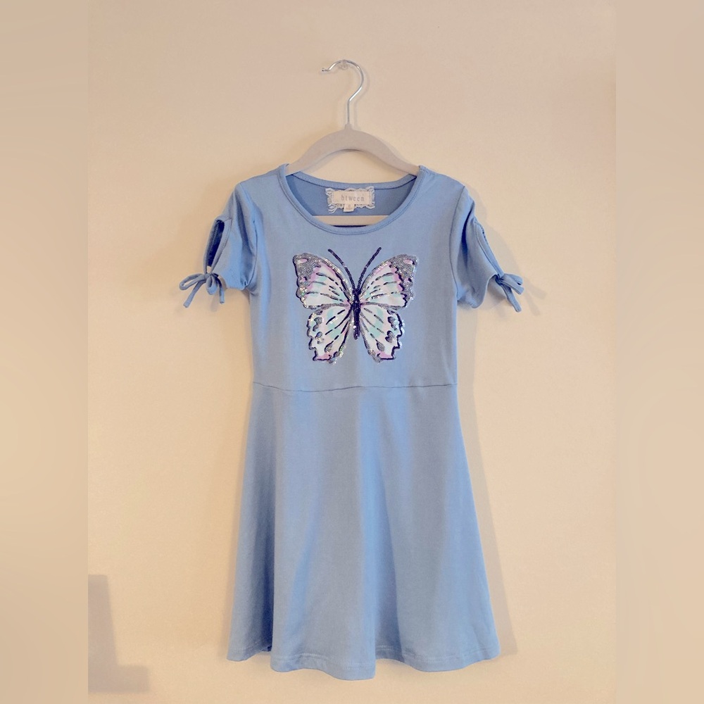 btween Light Blue Dress with Sparkling Butterfly Design New Without Tags Size 6